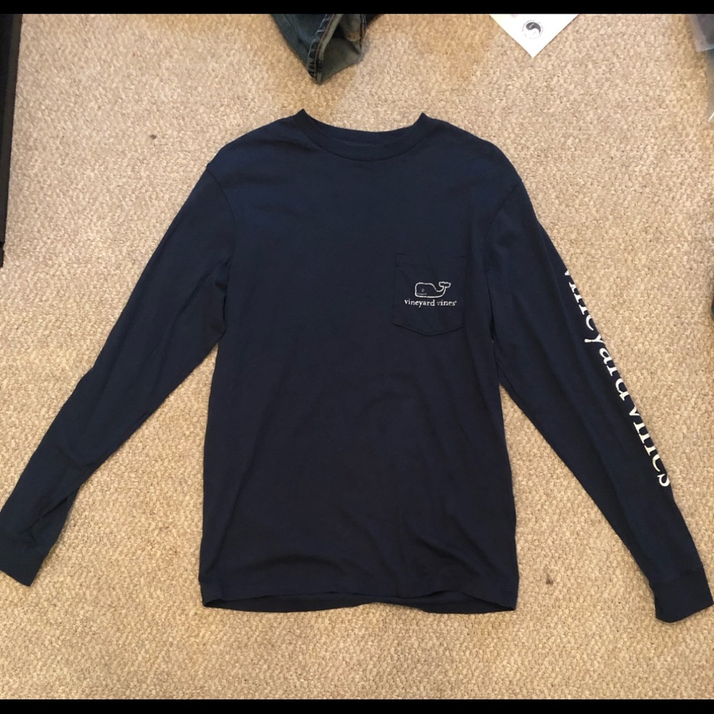 Mens Navy Vineyard Vines Long Sleeve Tee Size S